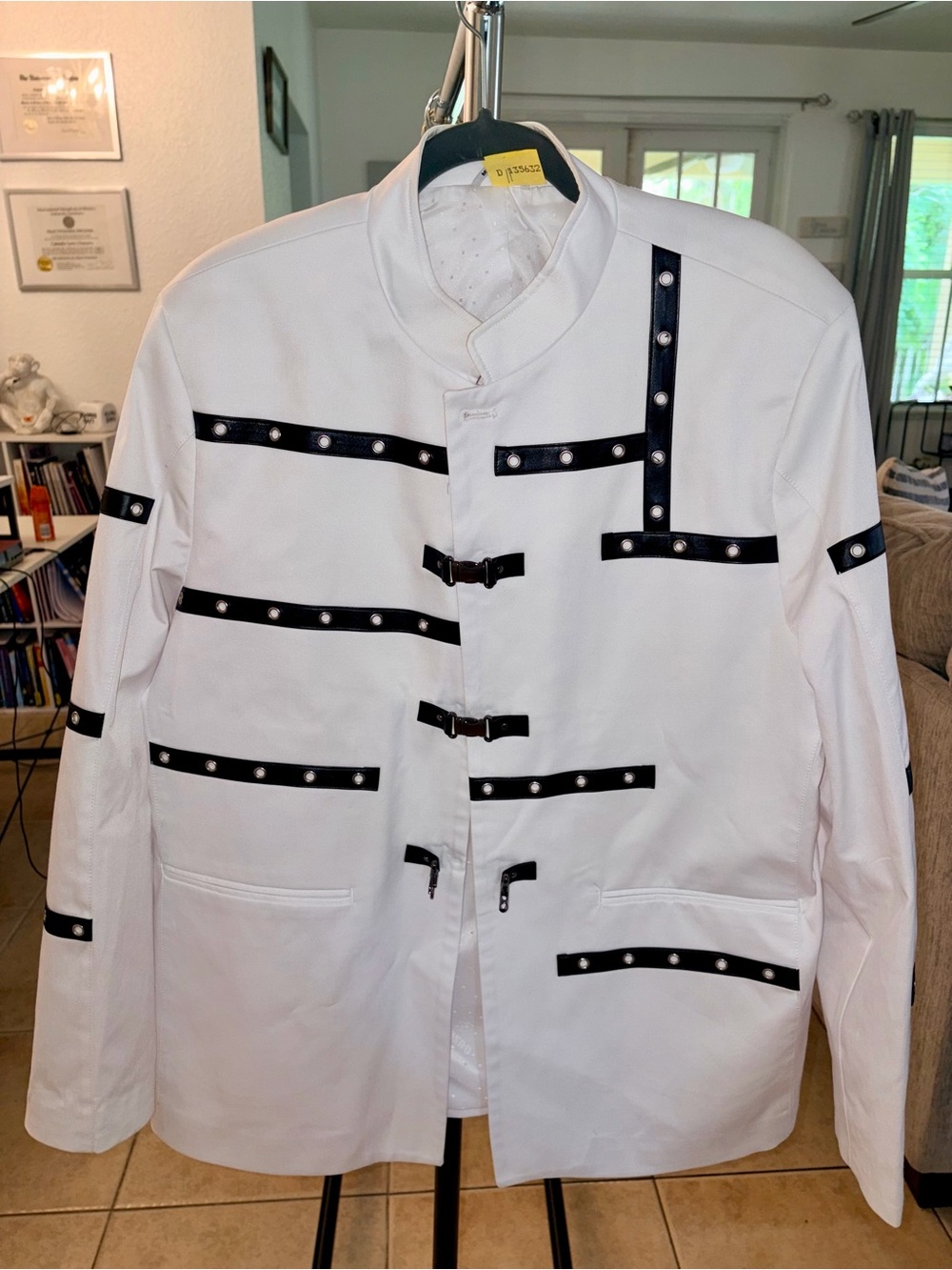 Classic White Men's Lightweight Jacket with Black Trim